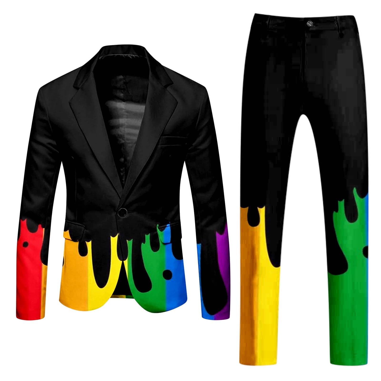 Traje de hombre traje de arco iris 2 piezas Slim Fit Traje formal de negocios para hombre traje de hombre para hombres blazer pantalones conjunto completo cómodo traje casual elástico