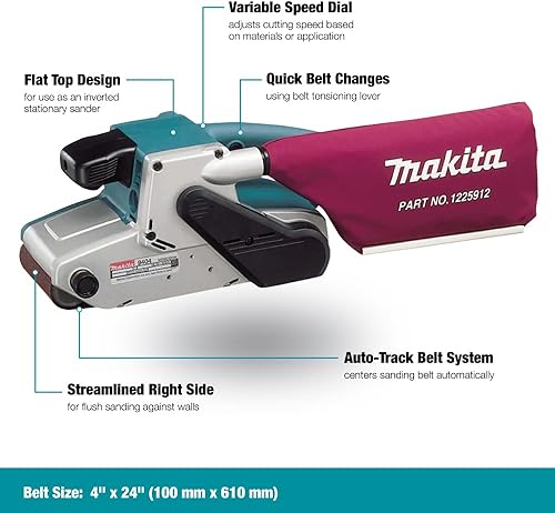 Miniatura 2 de Makita 94048.8-amperes 4 por 24 pulgadas Gamuza de velocidad variable lijadora de cinturón con bolsa para el polvo