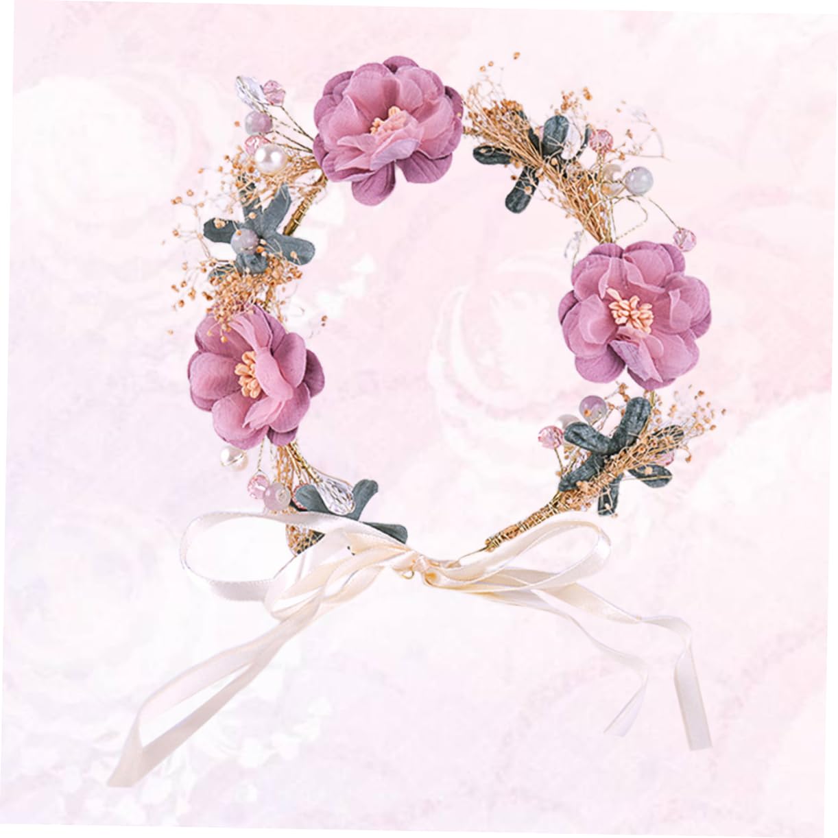 Bandeau à Fleurs Rose en Plastique pour Coiffure Élégante