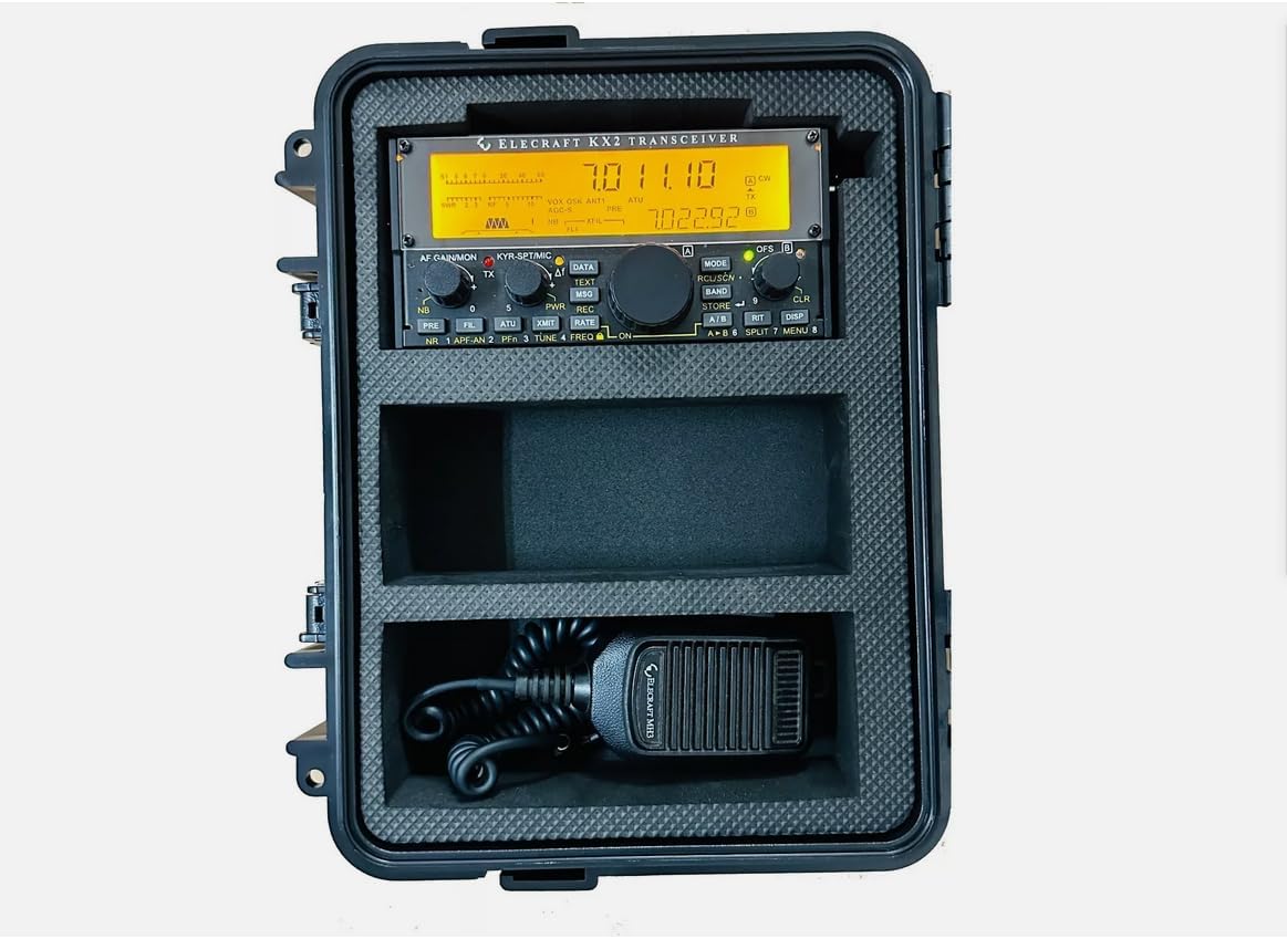 Waterproof Dust Proof Portable Box w/Customizable Foam Hard Case for ELECRAFT KX2 Custom Case IP67 (for KX2)