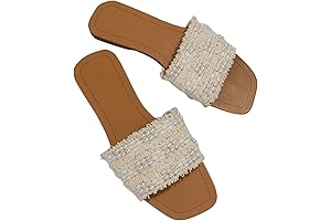 SHEIN Women's Faux Pearl Accent Flat Sandals