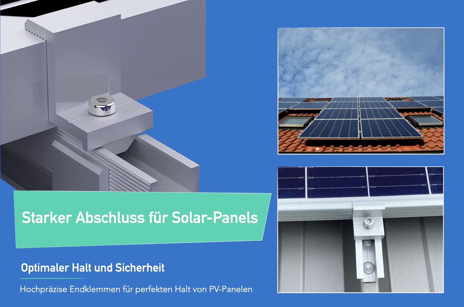 10 Morsetti Terminali Per Pannelli Solari - Staffe In Alluminio Per Fotovoltaico 35mm - Foto 7