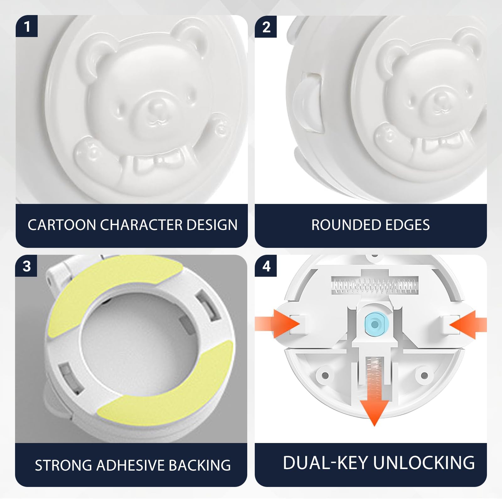 Boutons de verrouillage de sécurité pour bébé, 6pcs verrous de sécurité enfant pour verrouillage de machine à laver verrouillage de sécurité pour machine à laver pour démarrage de clé (blanc)