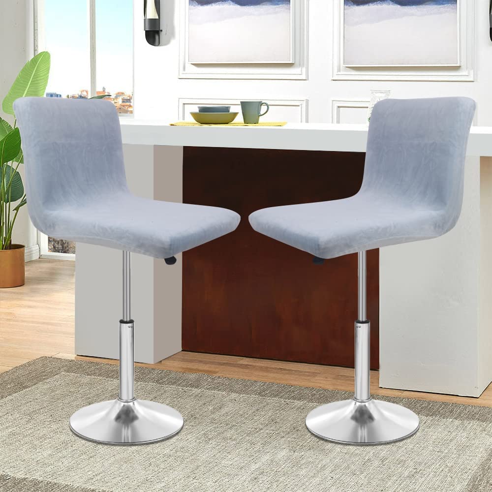 Housses De Tabouret De Bar Rectangulaires En Velours Extensible – Lavables, 35-50 Cm – Pour Maison, Café, Cuisine (Beige)