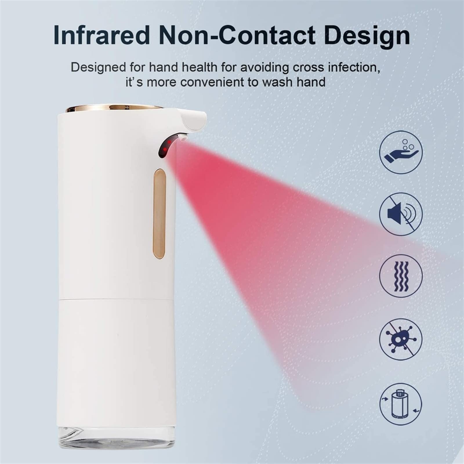 Dispenser automatico di sapone per il bagno disinfettante per le mani touchless igienizza a risparmio (bianco)