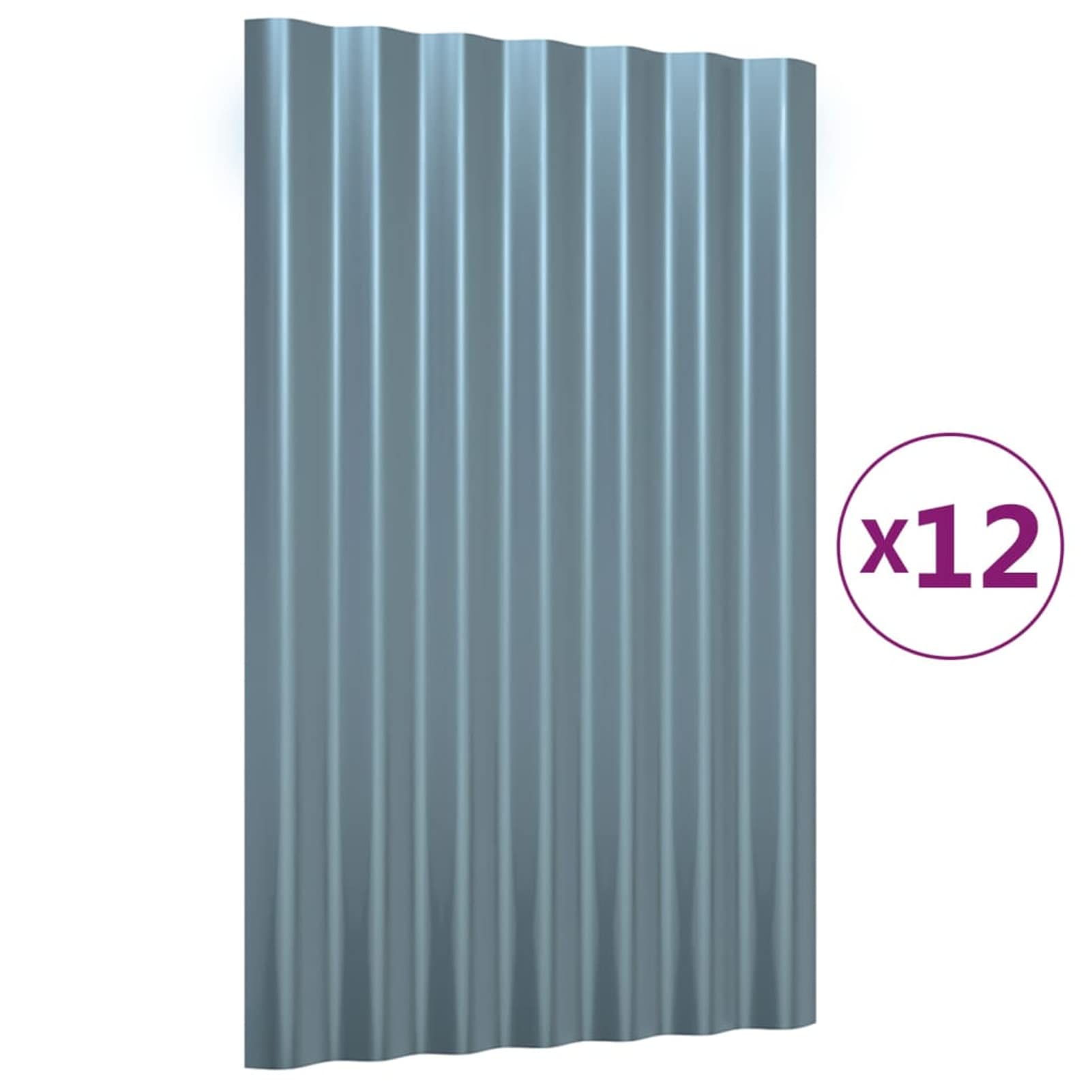 Kavolet 12 Placas de Techo trapezoidales de Metal para techos, Placas de Acero galvanizado, Color Gris, 60 x 36 cm