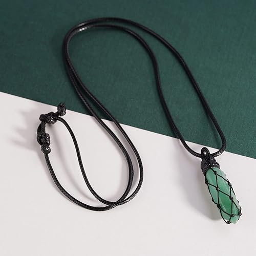 Miniatura 7 de Black Obsidian Healing Crystal Points Necklace Adjustable Rope Hexagonal Wrapped Braided Stone Pendant Necklace Handmade Gemstone Jewelry for Men