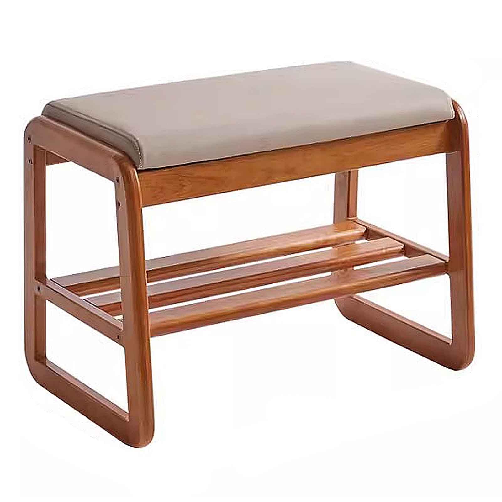 Banc court avec assise en bois massif noble