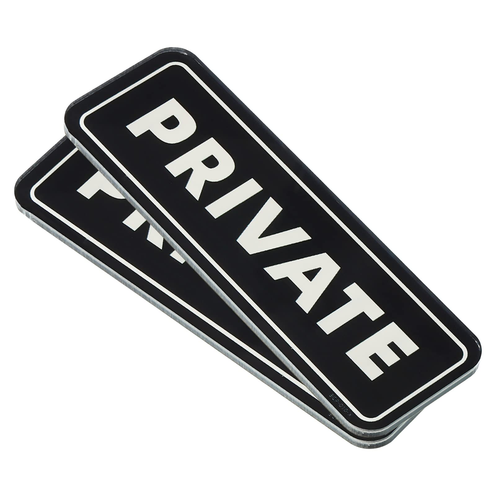 PATIKIL Private Door Sign, 2 Pack Acrylic 6"x2" Self Adhesive Privacy Sticker Easy Installation for Office Home Business Hotel, Black
