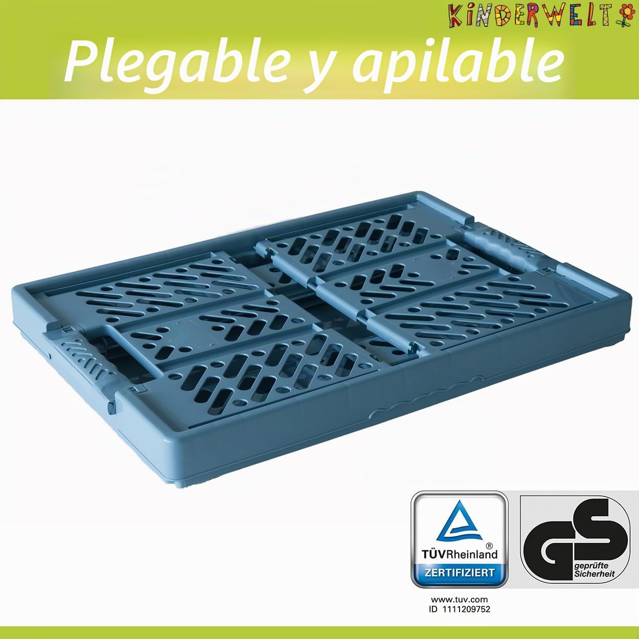 KiNDERWELT 2 x Caja plegable robusta profesional 45 L hasta 50 kg - Caja, cesta, contenedor para almacenamiento, transporte - azul