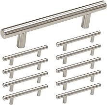 homdiy Brushed Nickel Cabinet Handles 10 Pack 3-3/4 in Hole Center Drawer Pulls - HD201SN T Bar Cabinet Pulls Metal Drawer Pulls Brushed Nickel Cabinet Harfdware Pulls for Kitchen, Bathroom, Closet - coolthings.us