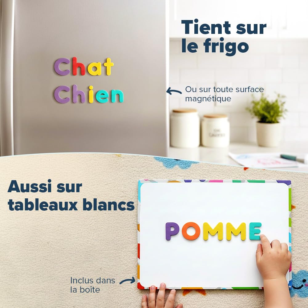 Smart Panda Lettres et Chiffres Magnétiques pour Enfants – 182 Lettres, 81 Numéros et Symboles – Aimants pour Enfants – Deux Boîtes, Un Tableau Magnétique, des Marqueurs et Une Brosse