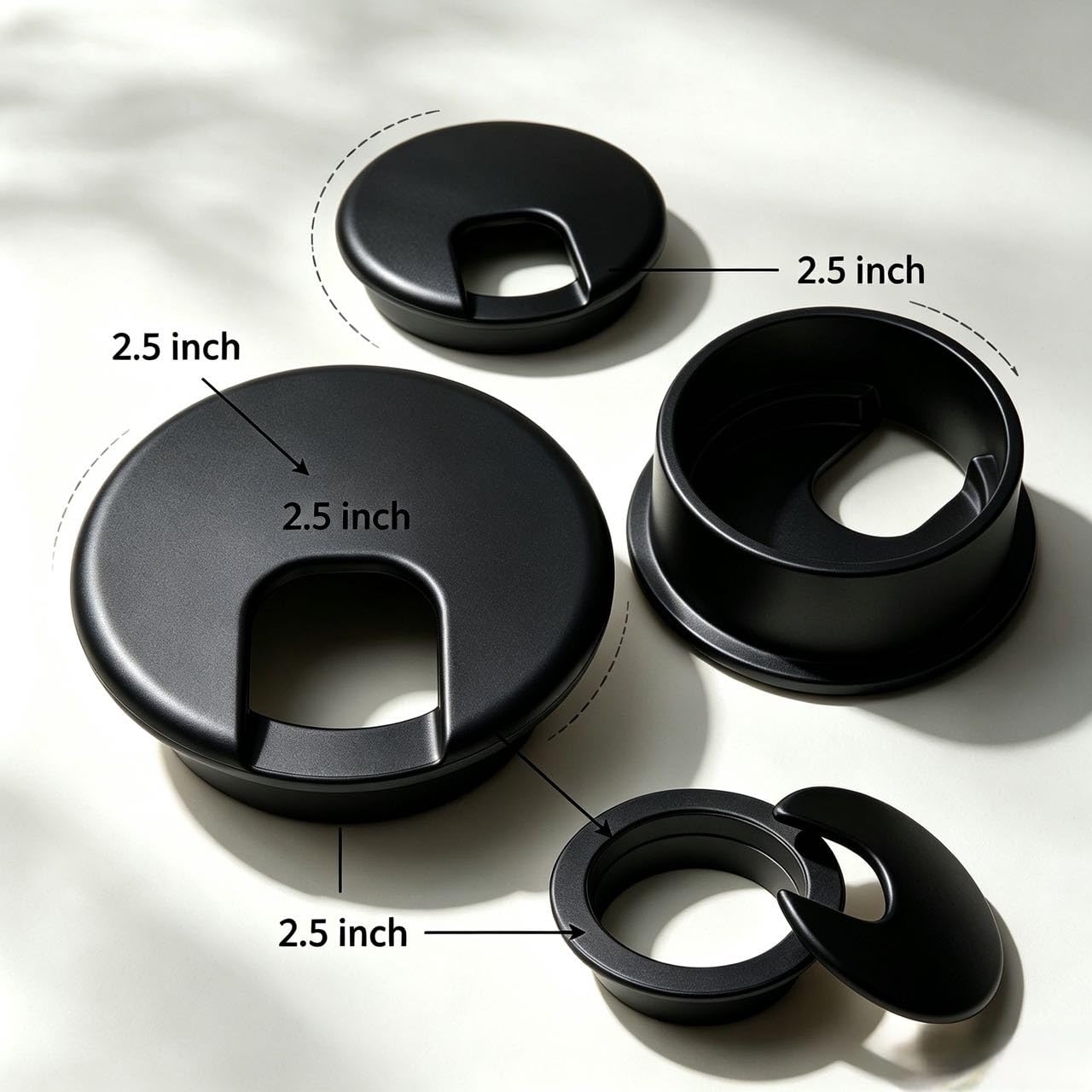 Desk Grommets - 5 Pack Black Cable Covers -2