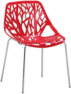 Life HS Volver Hueco geométrica Plastic Chair Restaurante Cafetería Cena de la Silla, Las piernas apilable Robusta de Metal de la Silla de para el jardín de la Silla de salón (Negro),Rojo