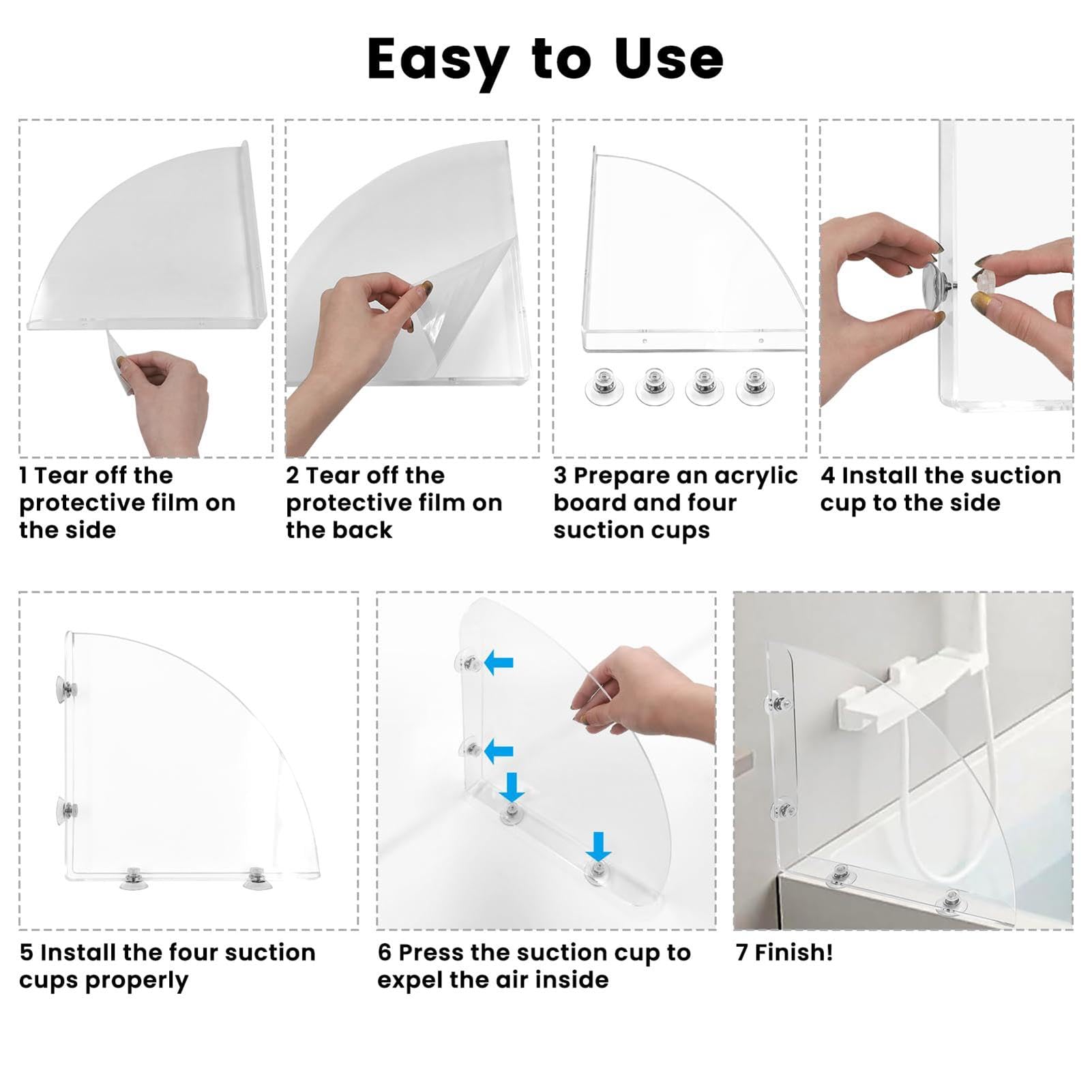 Bavettes D’angle Transparentes Pour Baignoire – En Acrylique, Amovibles, Protection Contre Les éclaboussures