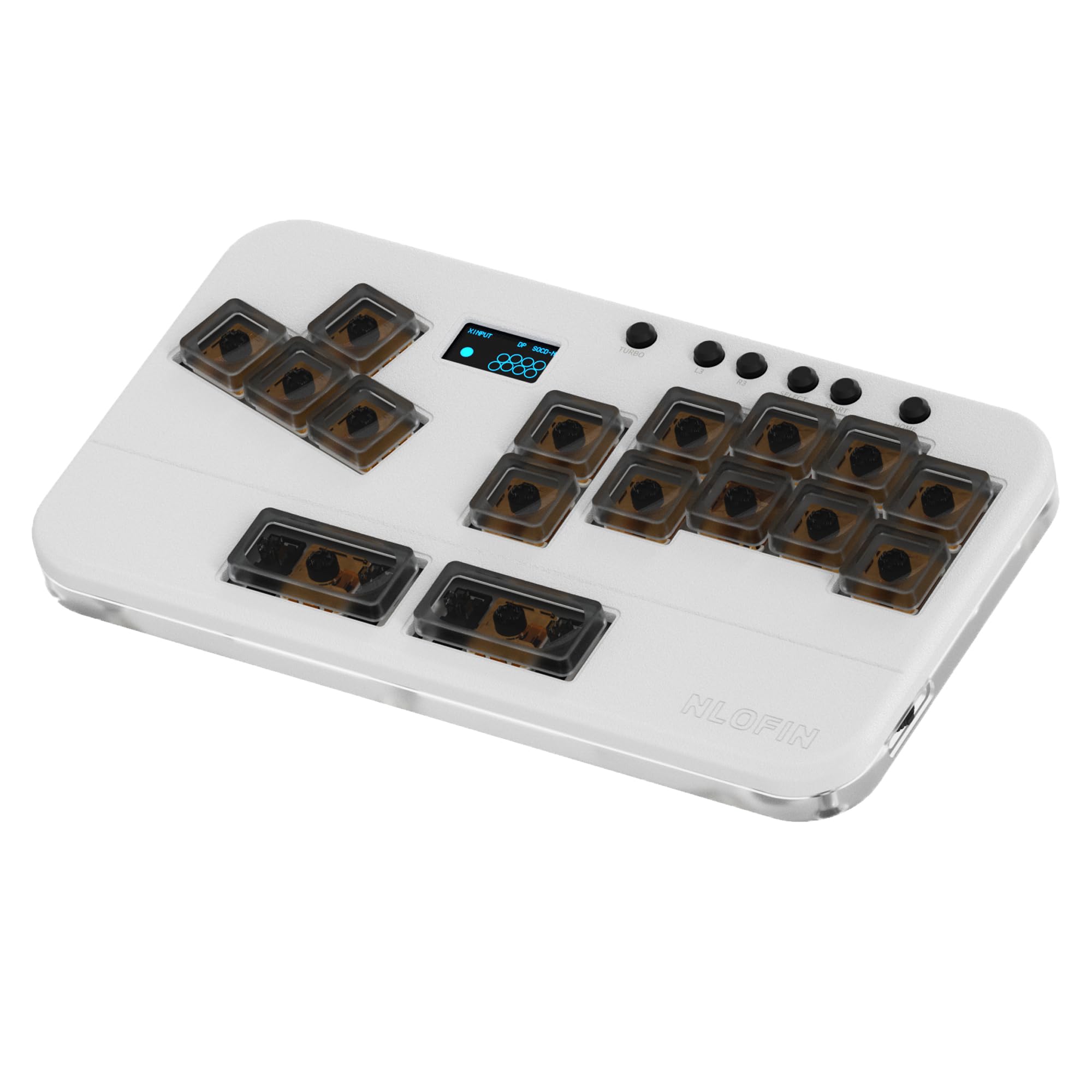Mando sin palanca, mini teclado, controlador de arcade de 16 teclas con todos los botones (blanco)