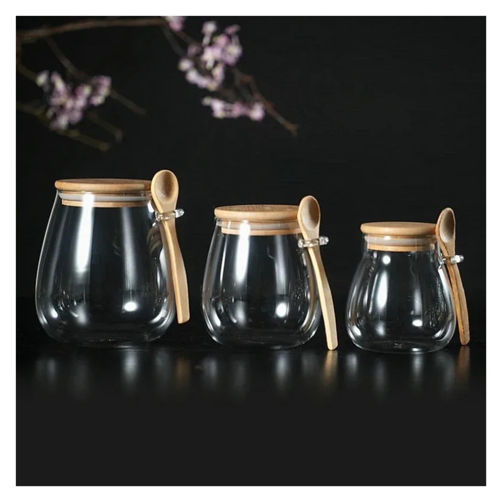 Glas Vorratsglas mit Deckel, luftdichter Behälter | Für Zucker, Tee, Kaffee und Lebensmittelaufbewahrung in der Küche(Silver)