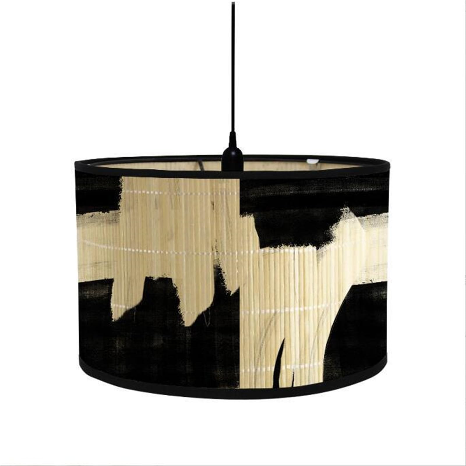 FANSU Round Drum Light Shade for Table Lamp, Black White Modern Pendant Lampshades Easy Fit for Living Rooms, Bedroom, Hallways, Reading Room (Black Graffiti,30x30x20cm)