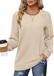 Jescakoo Sweatshirts for Women Fall Sweaters Cable Knit Sleeve Shirts Fashion 2026