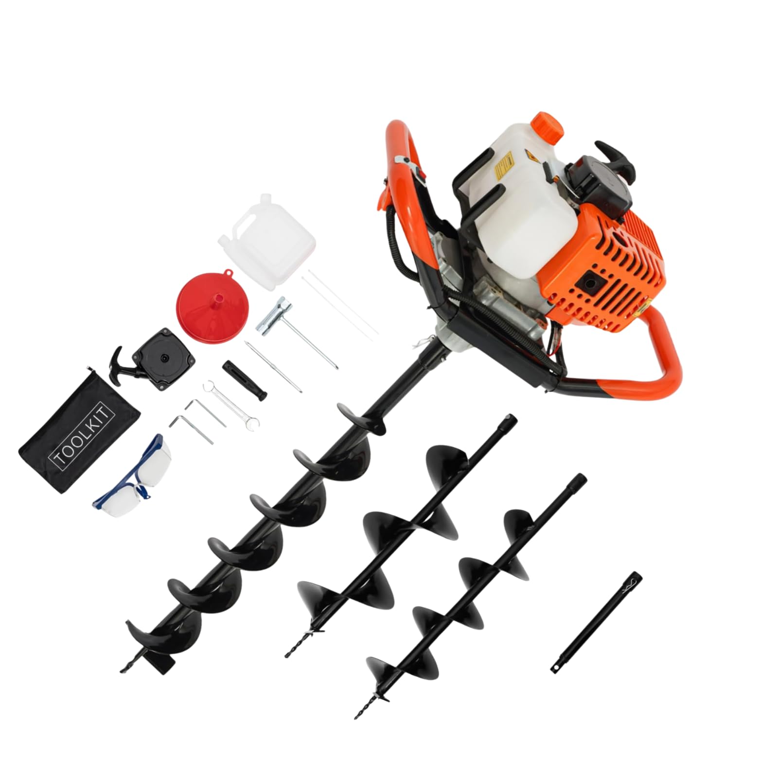 Ahoyadora Gasolina, Ahoyadora, Desbrozadora Gasolina, Motor 2T 52CC, Taladro Tierra Con 3 Brocas (10/15/20cm), Depósito 1.2L, para Perforar En Jardines, Postes O Plantar Árboles