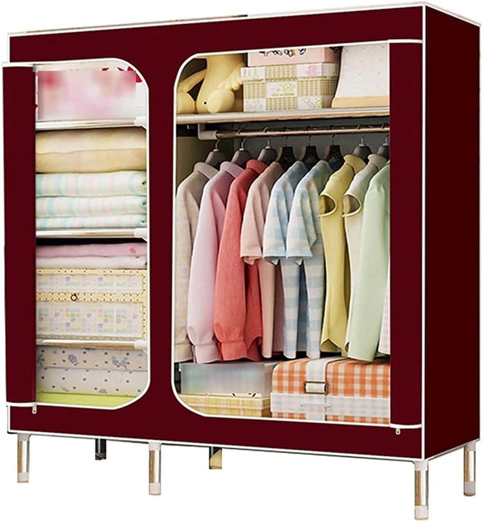 Bedroom Wardrobe Portable Fabric Wardrobe Metal Bracket Partitioned Storage Closet 168 130 45CM Clothes Rack (Color : C Size : 168 130 45CM) (D 168 * 130 * 45CM)