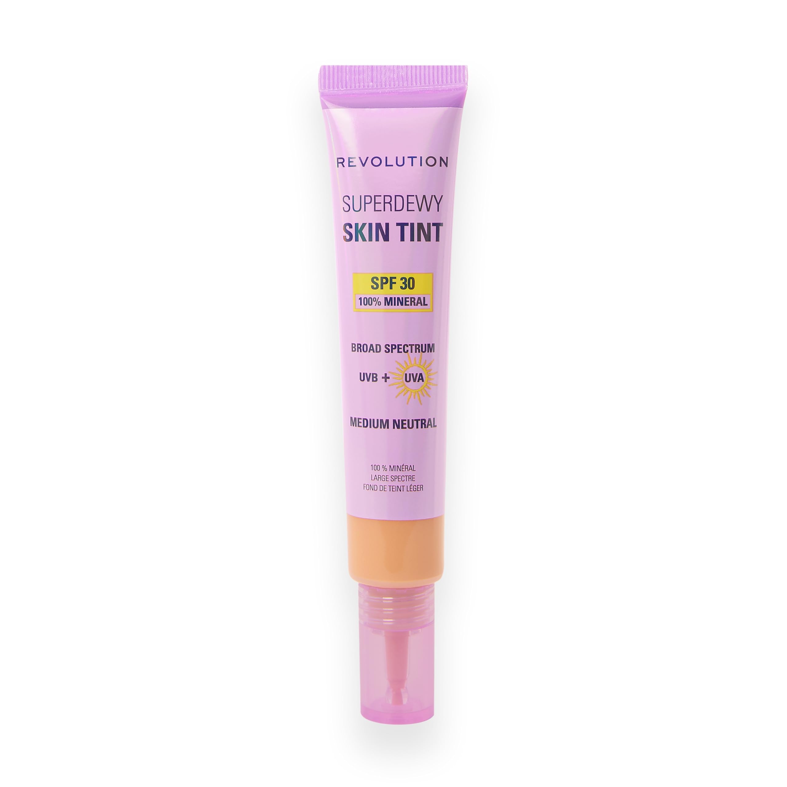 Revolution Superdewy SPF30 Skin Tint, Suitable for Sensitive & Acne-Prone Skin, Lightweight Buildable Formula, Vegan & Cruelty-Free, Medium Neutral, 28ml
