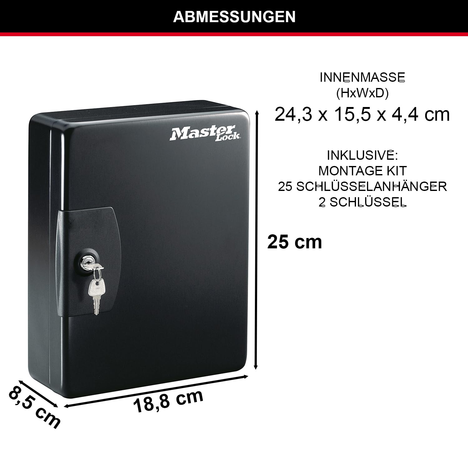 MASTER LOCK Schlüsselschrank [Schlüsselschloss] [25 Schlüsselanhängern] KB-25ML - Enthält 25 Schlüsseletiketten