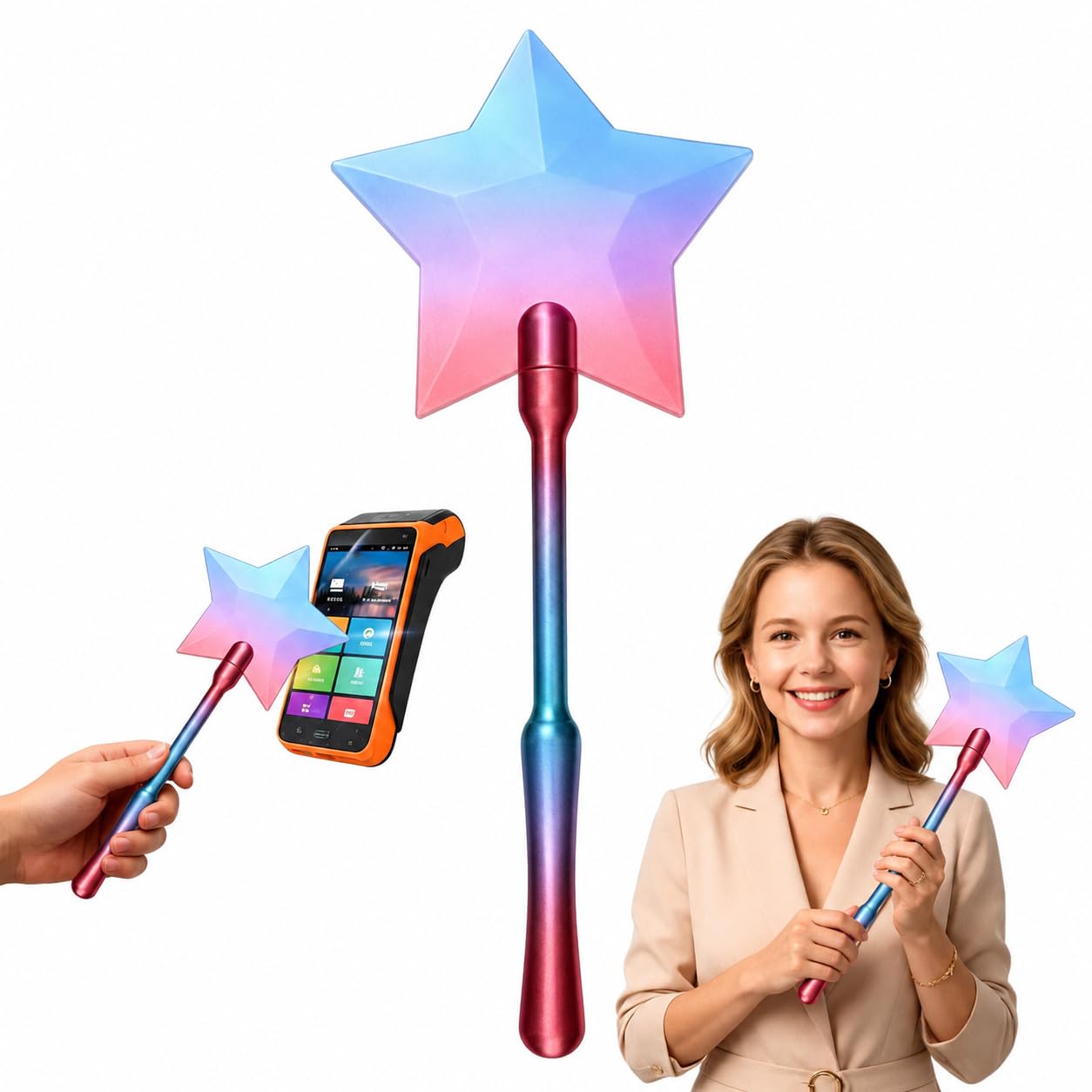 nezafly Credit Card Wand 3D Printed Magic Fairy Wand Card Holder Star Tap To Pay Payment Fun Contactless Prop for Adults Cosplay Magicians Performers Raves Parties Pranks Shopping — image 1