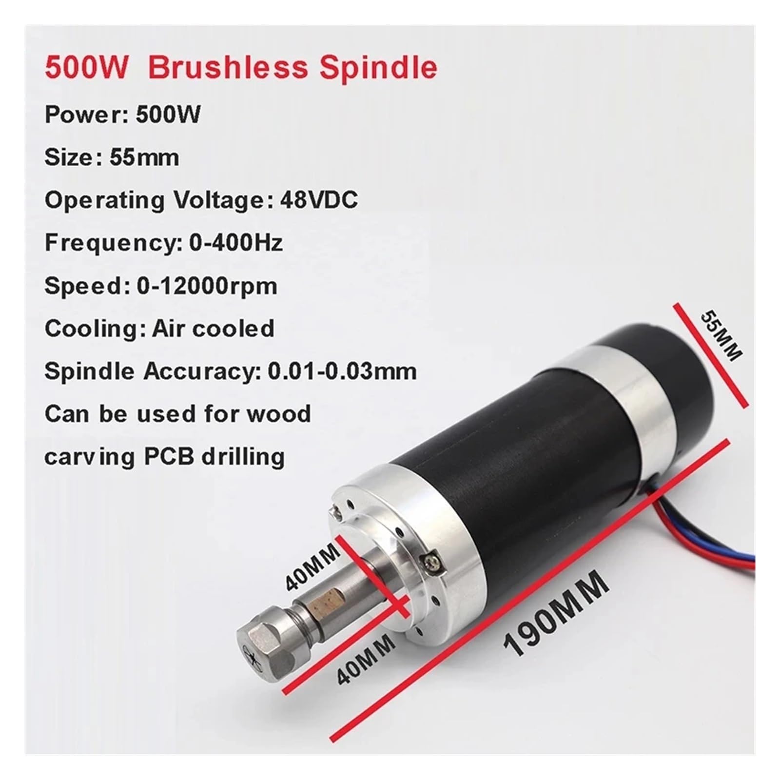 ER11/ER16 Collet 55mm PCB 500W / 300W chłodzony powietrzem bezszczotkowy silnik wrzecionowy grawerka 48V 12000R sterownik zasilacza + zacisk,Napęd elektryczny(300W Set 3,ER16)