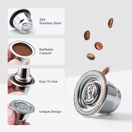 Miniatura 10 de Cápsulas reutilizables Nespresso de acero inoxidable aptas para Nes presso OriginalLine, cápsulas de filtro de café expreso recargables de metal