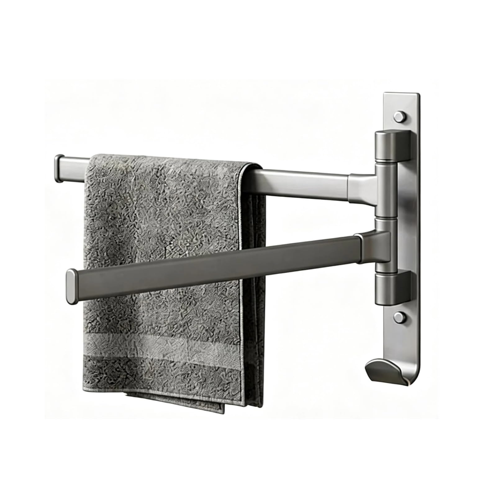 Portasciugamani da parete, mensola porta asciugamani per bagno, realizzato in alluminio spaziale, asta girevole a 180°, per soggiorno e balcone (2 aste)