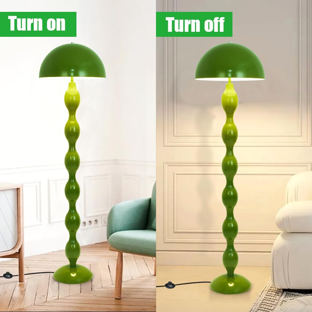 Grüne Stehlampe Wohnzimmer,Pilz Lampe Stehlampe,Vintage Bodenlampe,Retro Nordisch Stehleuchte Für Schlafzimmer Esszimmer Büro,Pilzlampe Mit Fußschalter,E27-Glühbirne Erforderlich (nicht enthalten)