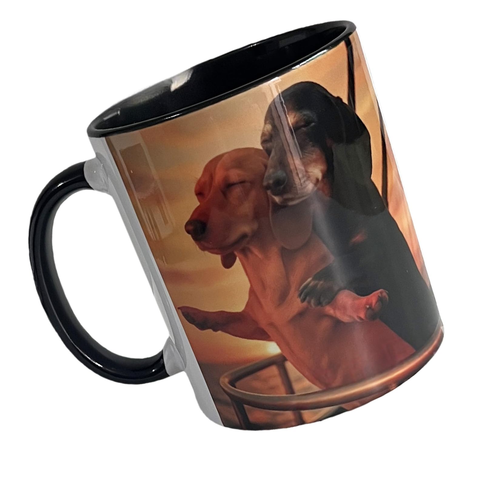 Kalttoy Type B Couple Dachshund Love Ceramic Mug Romantics Pose Sausage Dog Coffee Cup With Handle For Couples And Dog Lover Gift Microwaveable Mug