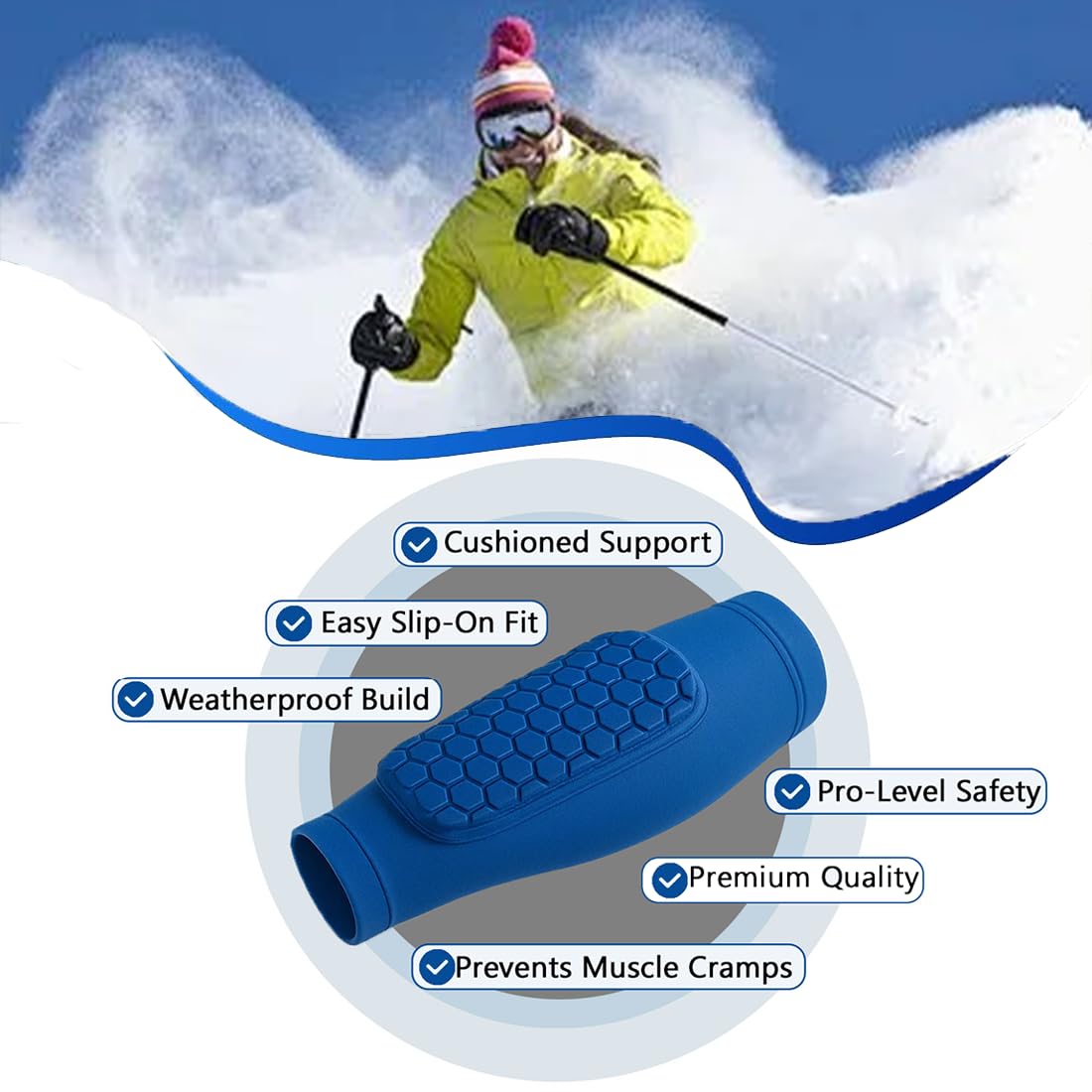 Protège-tibia Ski Anti-Collision Long Structure Nid d'Abeille