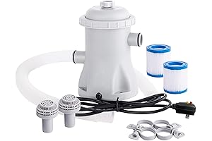 Decdeal Pool Filter Pump, 330GPH Paddling Pool Electric Water Pump, with 2...
