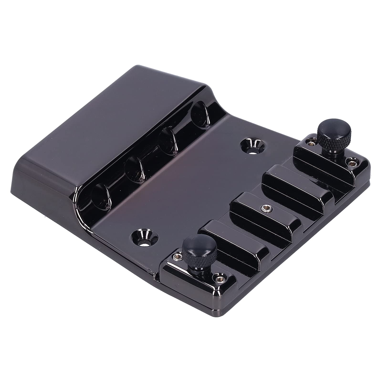 Puente de guitarra de 4 cuerdas de puente fijo de cola rígida de aleación de acero inoxidable para reparación de actualización de bajo eléctrico negro 98,5 x 75 mm