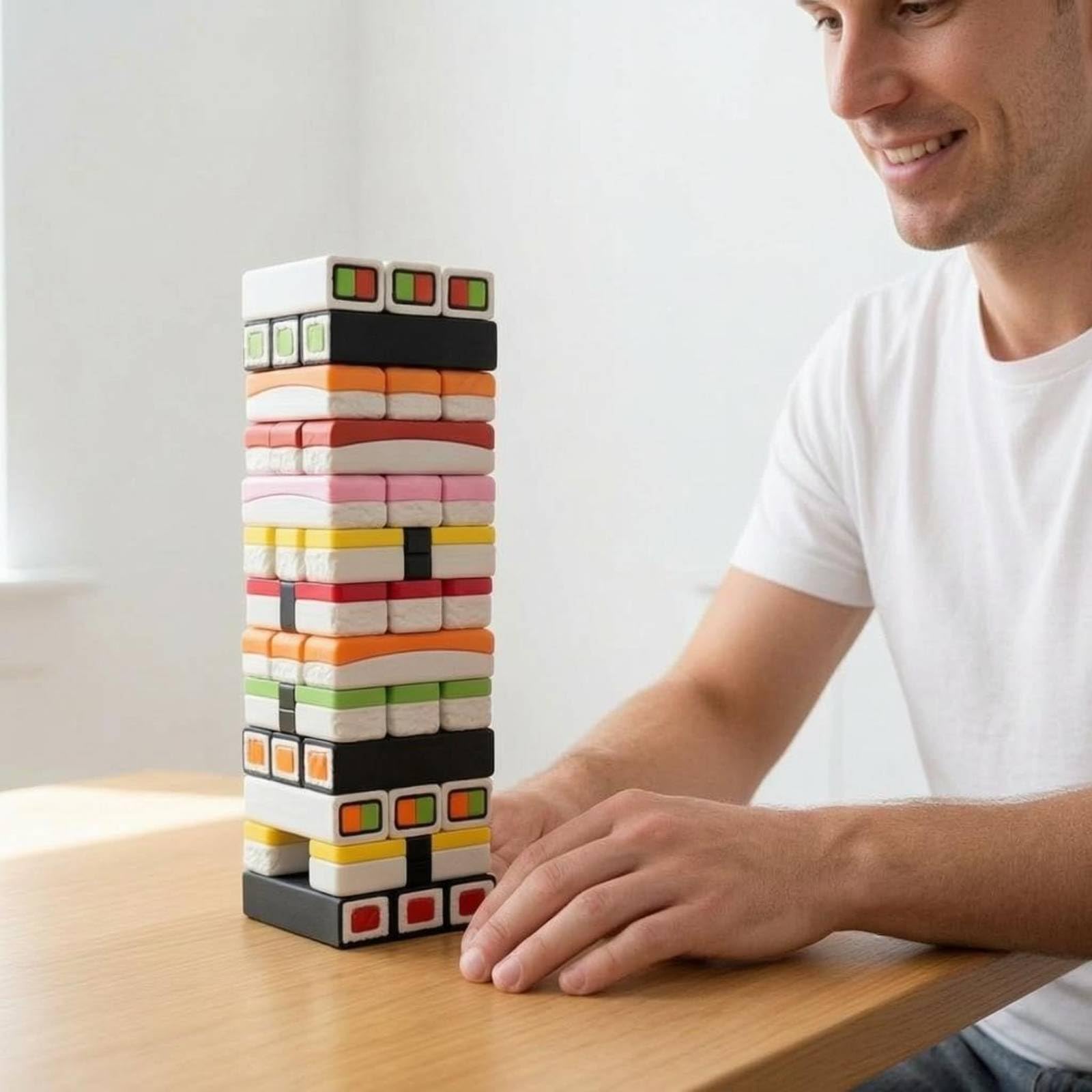 Sushi Stapelspiel Stapelblöcke Balancierspiel Geschicklichkeitsspiel Tischspiel mit Stäbchen aus Polymilchsäure Trainiert Präzise Handführung Und für Kinder Familien Erwachsene Spieleabende