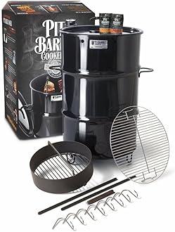 Pit Barrel Cooker Classic Package - 18.5 Inch Drum Smoker | Porcelain Coated Steel BBQ Grill | Includes 8 Hooks, 2 Hanging Rods, Grill Grate and More