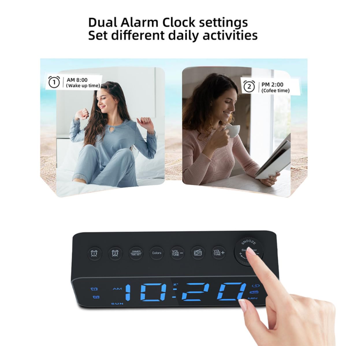 Digitaler Wecker mit LED Anzeige, USB Ausgang, Kunststoff, Schlafzimmer