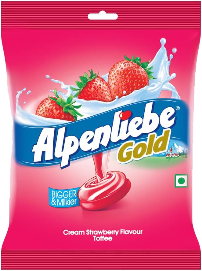 Gold, Cream Strawberry Candy Pouch, 90 Pc, 297 g