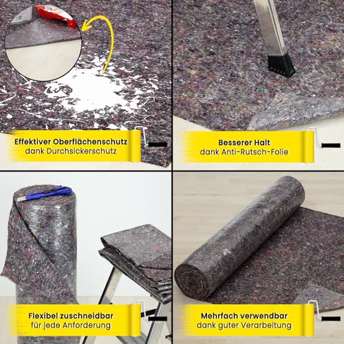 KK Verpackungen® Malervlies 10m 180 g/m² | Abdeckvlies mit Durchsickerungsschutz für Boden… – Ansicht 2