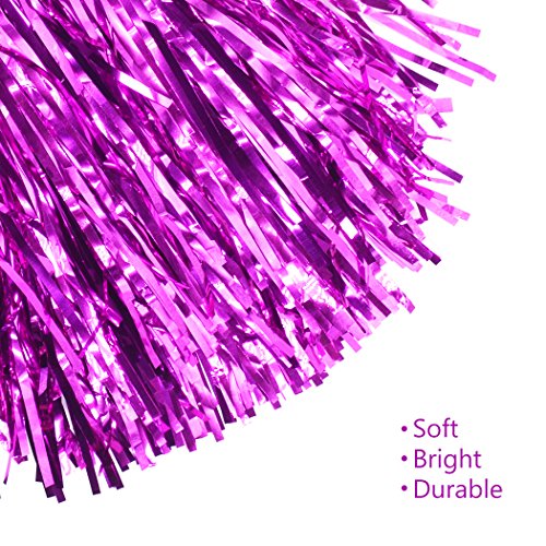 Creatiee 1 Dozen Premium Cheerleading Pom Poms, 12Pcs Hand Flowers Cheerleader Pompoms for Sports Cheers Ball Dance Fancy Dress Night Party (Purple) …