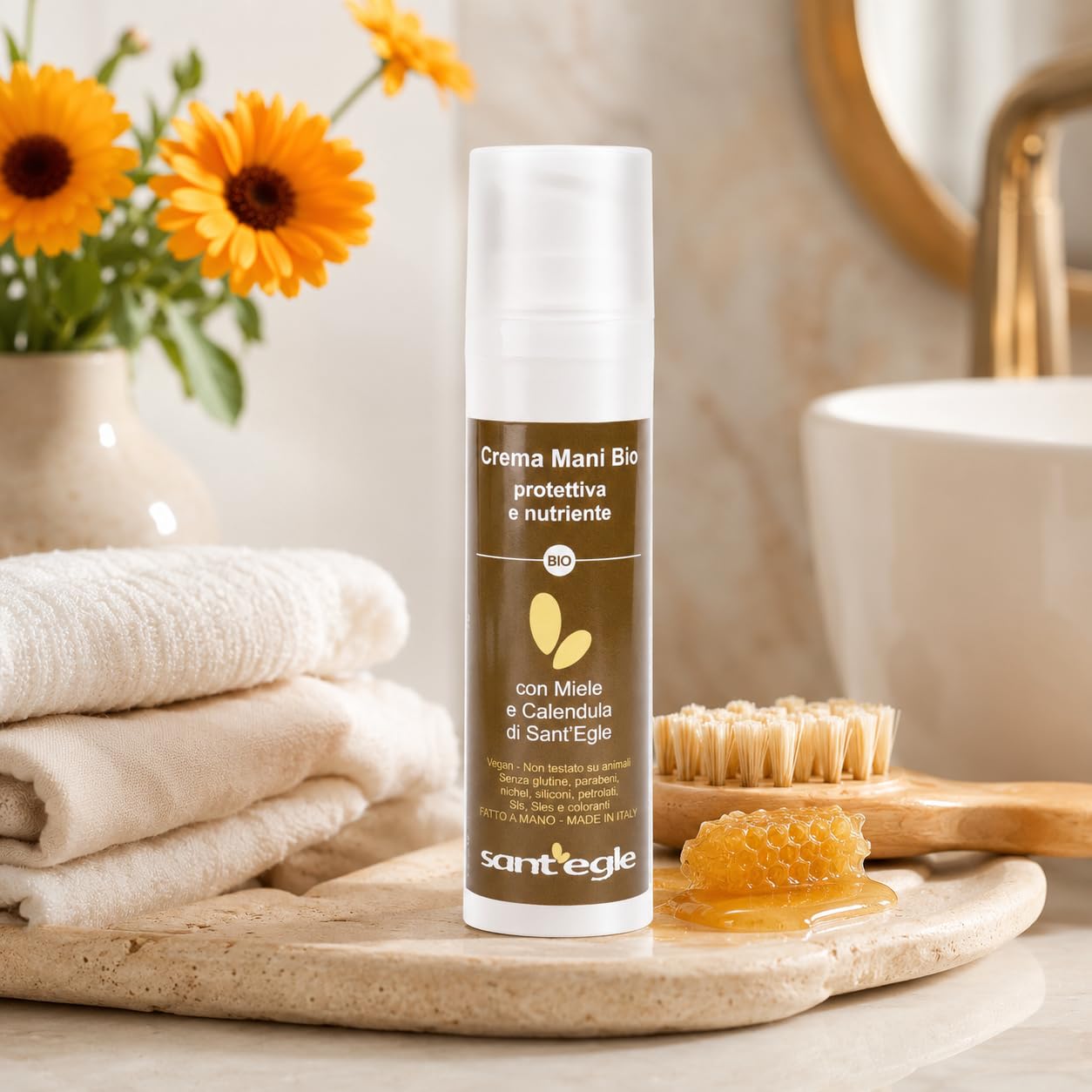 Sant'Egle Crema Mani Biologica Miele e Calendula 100 ml | Confezione Risparmio