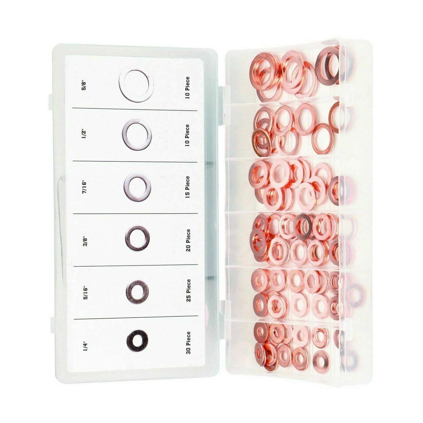 Washer Assortment Flat Ring Oil Brake Line SAE 110 Pcs Copper