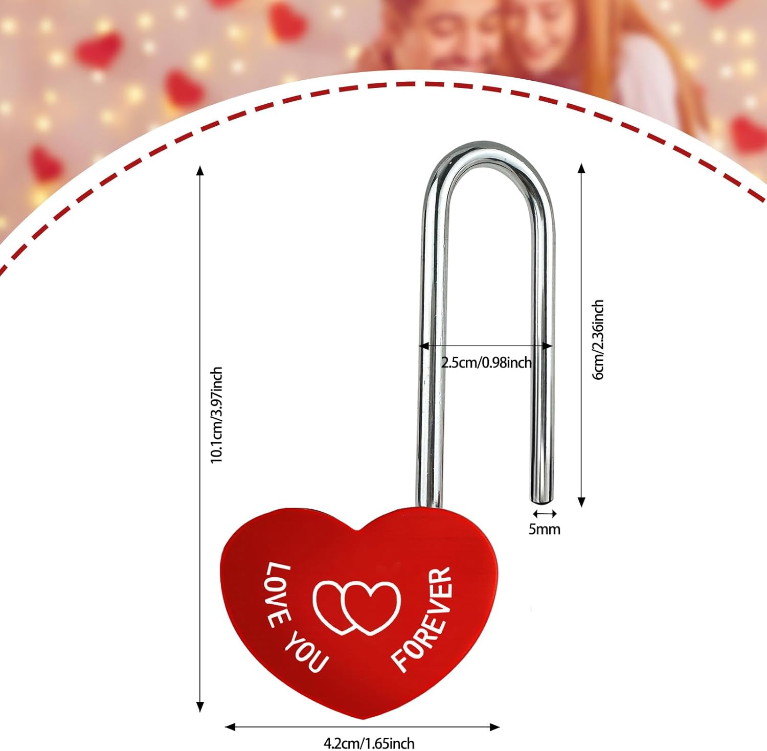 15 PCS Red 3.5" 50mm Love Padlock Single Heart Lock,Love-You-Forever Metal Aluminum Padlock for Lovelock Bridge,Wedding & Anniversary(Keyless)