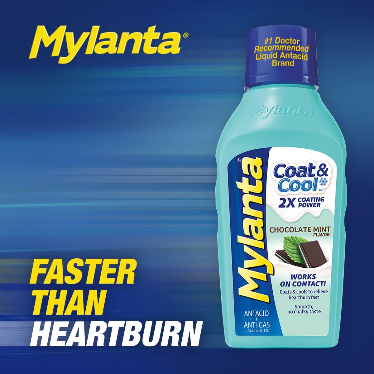 Mylanta Antacid and Gas Relief, Coat & Cool Formula, Chocolate Mint Flavor, 12 Fluid Ounces : Health & Household