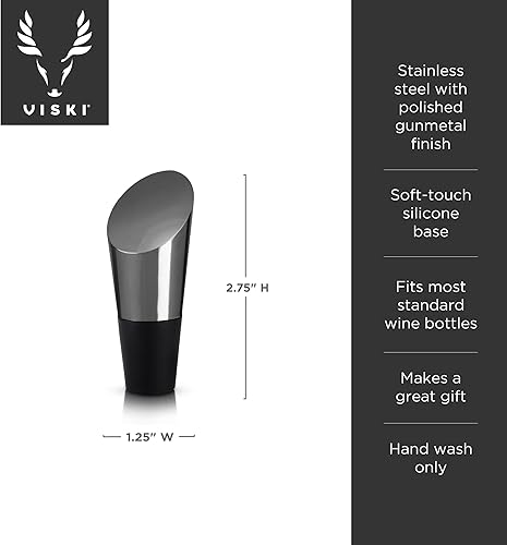 Miniatura 3 de Viski 8168 Warren Gunmetal negro pesado botella tapón