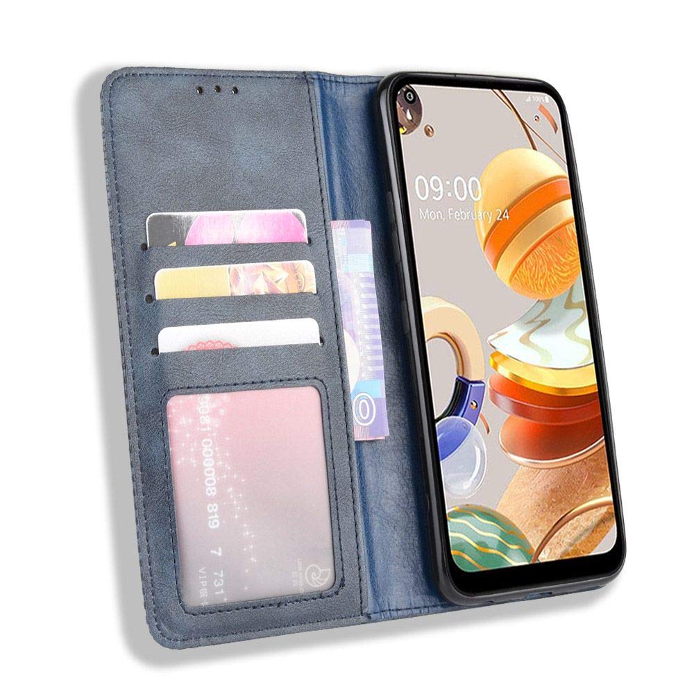 Manyip Custodia e Cover per LG Q7,Custodia a Portafoglio in Pelle con Supporto per LG Q7,Custodia Magnetica retrò per Telefono, Custodia con Slot per schede