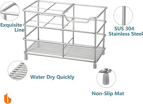 Miniatura 3 de Urbanstrive Soporte para cepillo de dientes de baño de acero inoxidable 304, soporte para pasta de dientes, organizador de accesorios de baño