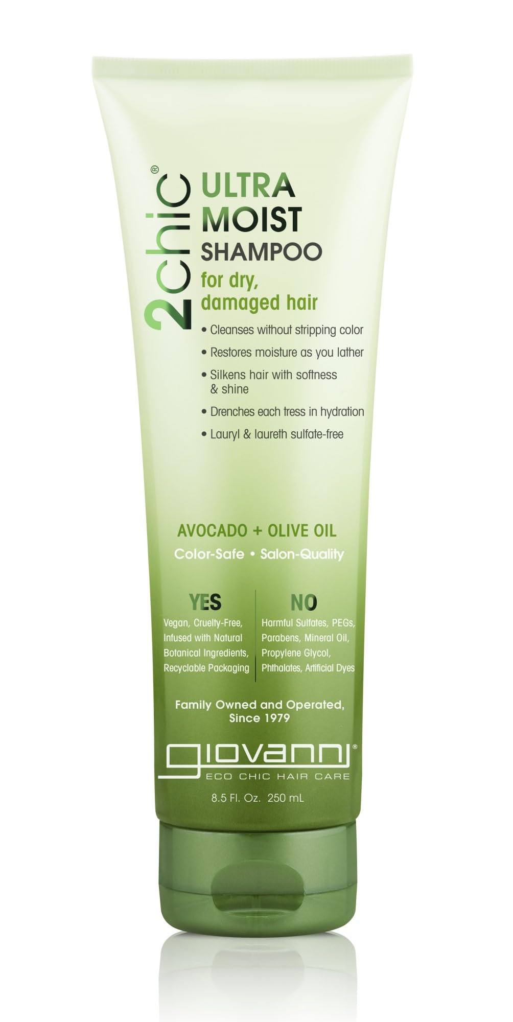 Giovanni Organic 2Chic Olive Oil & Avocado Ultra-Moist Shampoo, for dry damaged hair, 250 ml